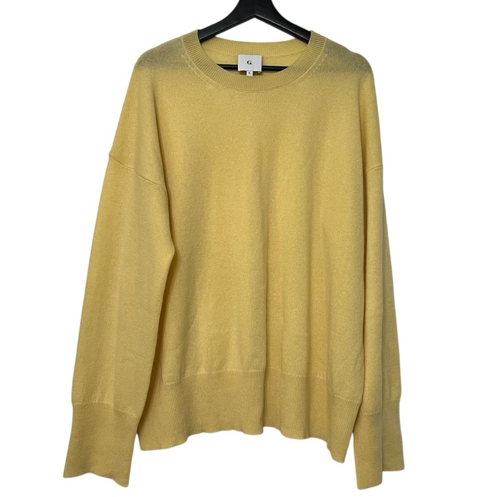 G. Label by Goop GWYN Cashmere Crewneck Sweater Butter Yellow XL Cozy Luxury